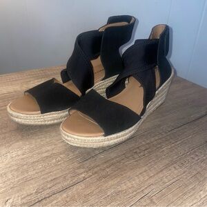 Moda Spana Black Rhona Lime Wedge espadrilles Sandals Size 9